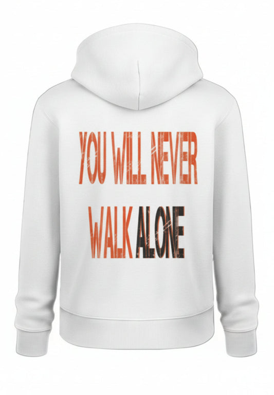 Sudadera unisex You Will Never Walk Alone color blanco, vista frontal