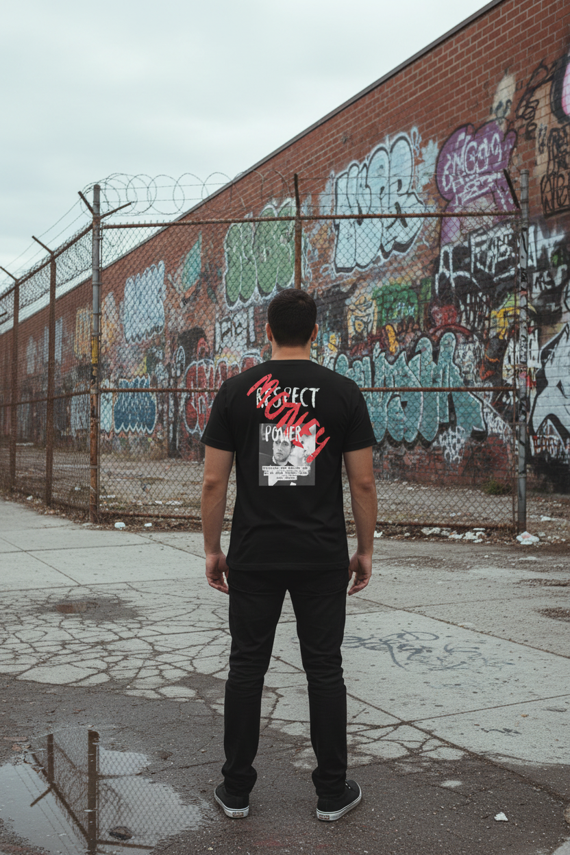 Diseño de camiseta Scarface Money Graffiti ZHOMAX, vista trasera en negro