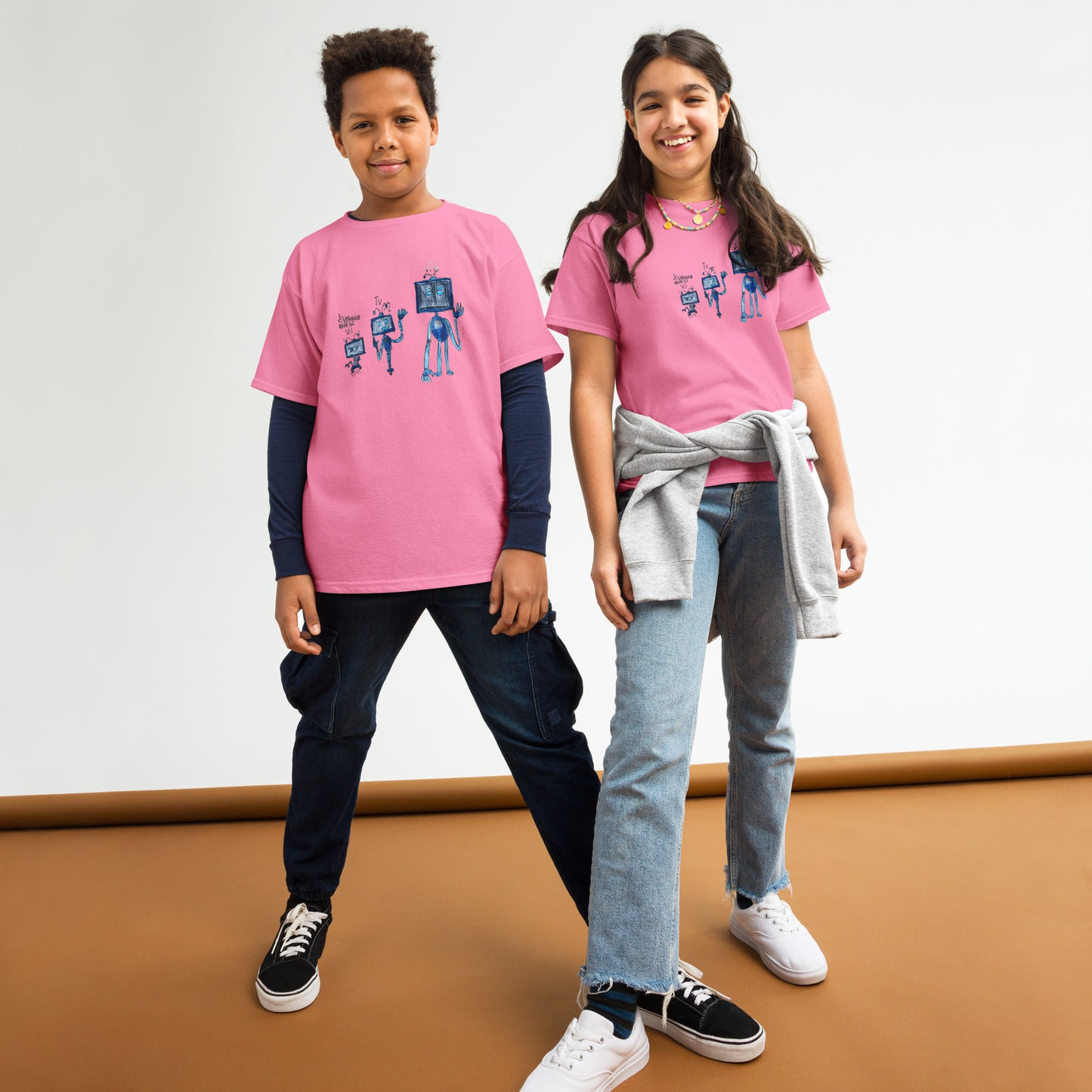 Camiseta infantil rosa con estampado de dinosaurio - algodón 100% - ZHOMAX - Roblox
