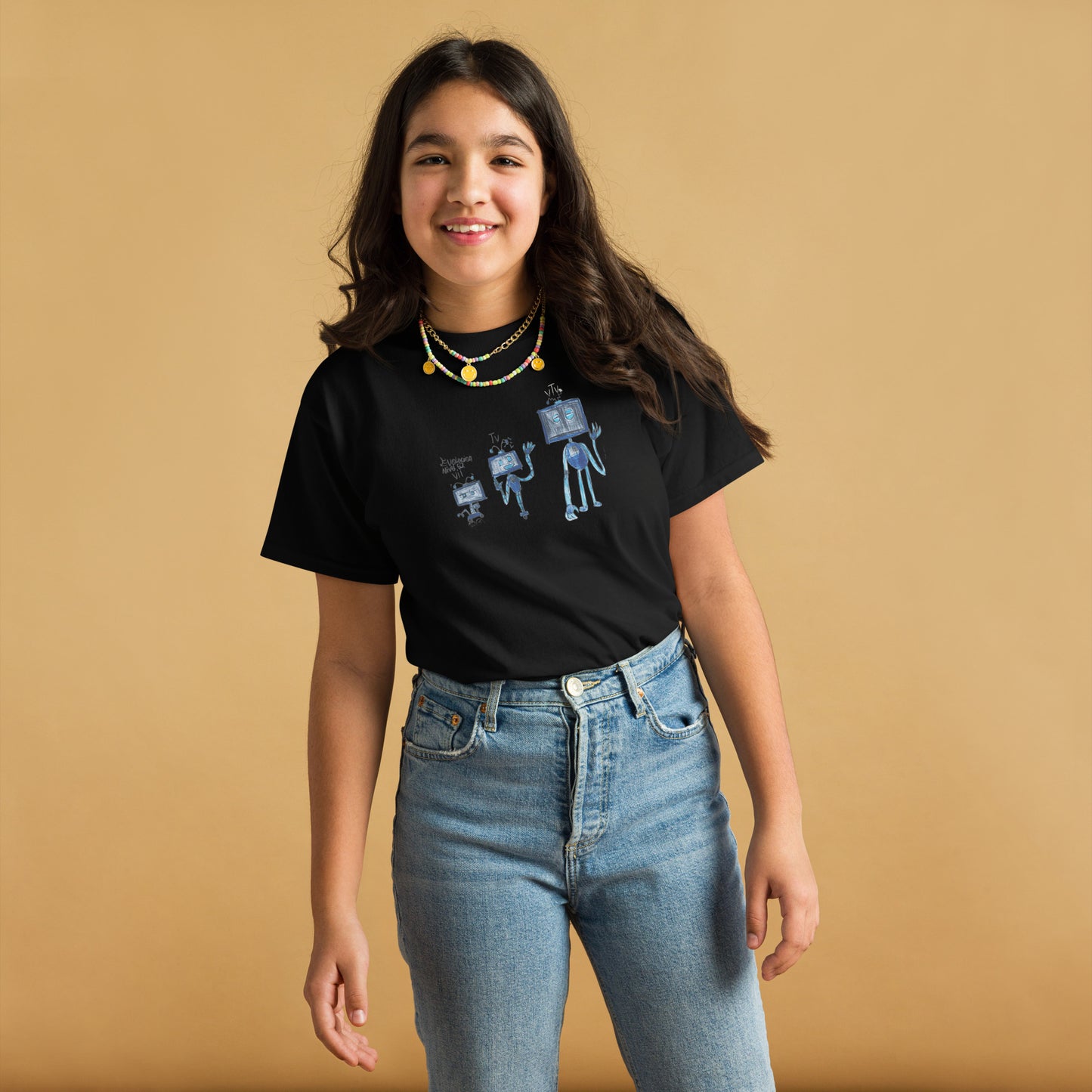Camiseta infantil azul con estampado de dinosaurio - Algodón 100% - ZHOMAX - Roblox