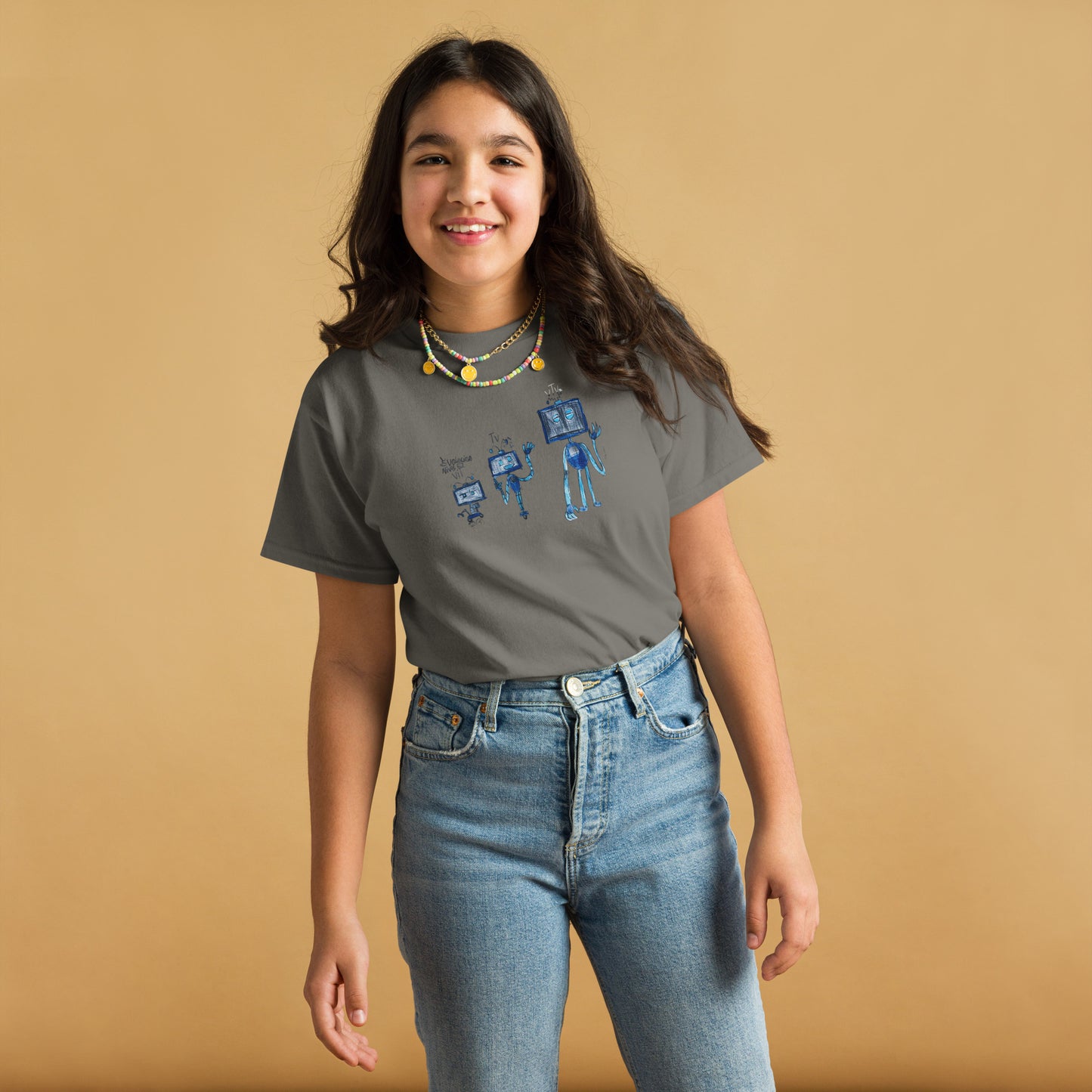 Camiseta infantil gris con estampado de dinosaurio - algodón 100% - ZHOMAX - Roblox