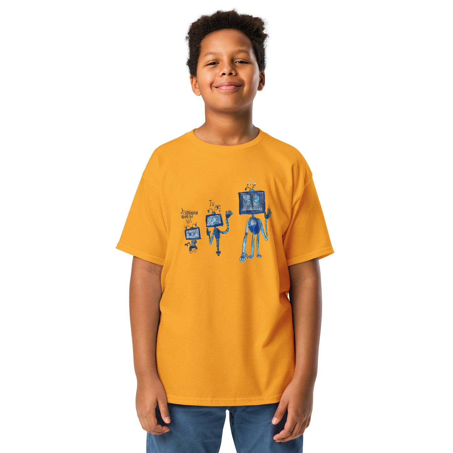 Camiseta infantil amarilla con estampado de dinosaurio - algodón 100% - ZHOMAX - Roblox