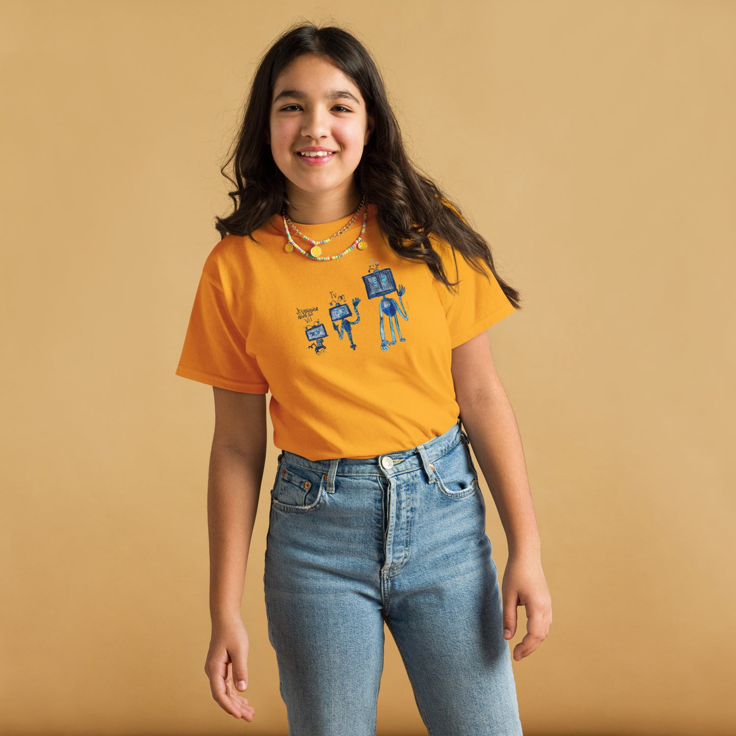 Camiseta infantil amarilla con estampado de dinosaurio - algodón 100% - ZHOMAX - Roblox