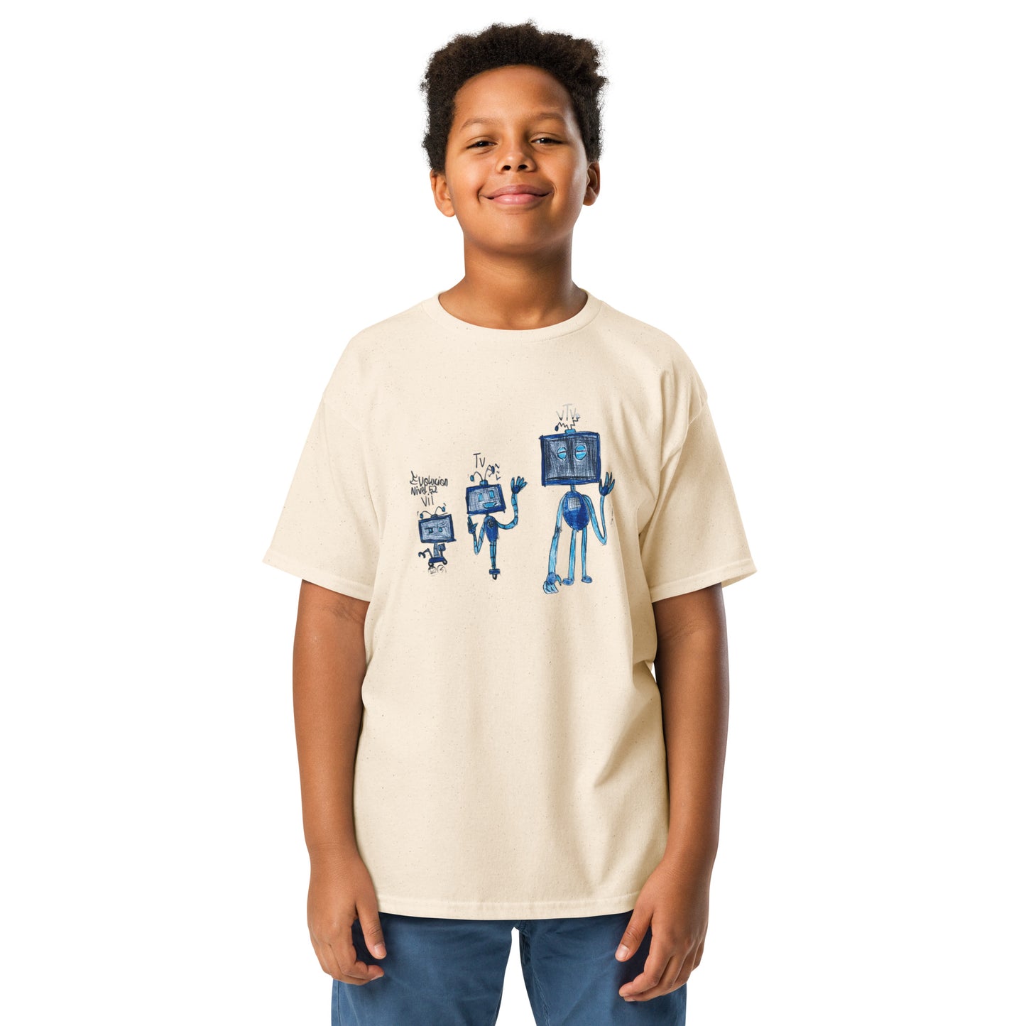 Camiseta infantil beige con estampado de dinosaurio - algodón 100% - ZHOMAX - Roblox
