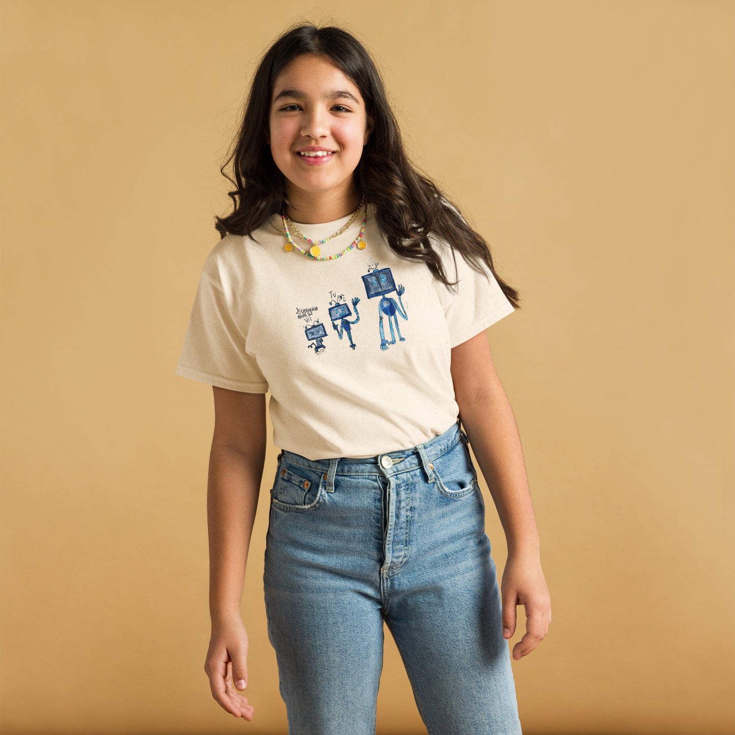 Camiseta infantil beige con estampado de dinosaurio - algodón 100% - ZHOMAX - Roblox