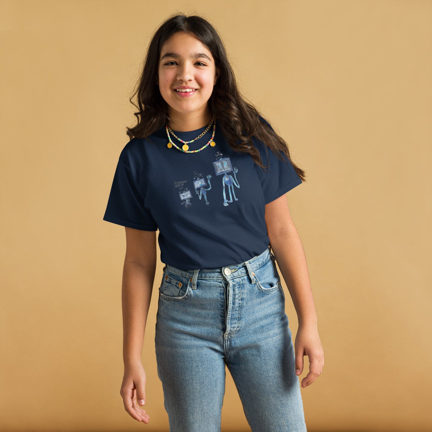 Camiseta infantil azul con estampado de dinosaurio - Algodón 100% - ZHOMAX - Roblox