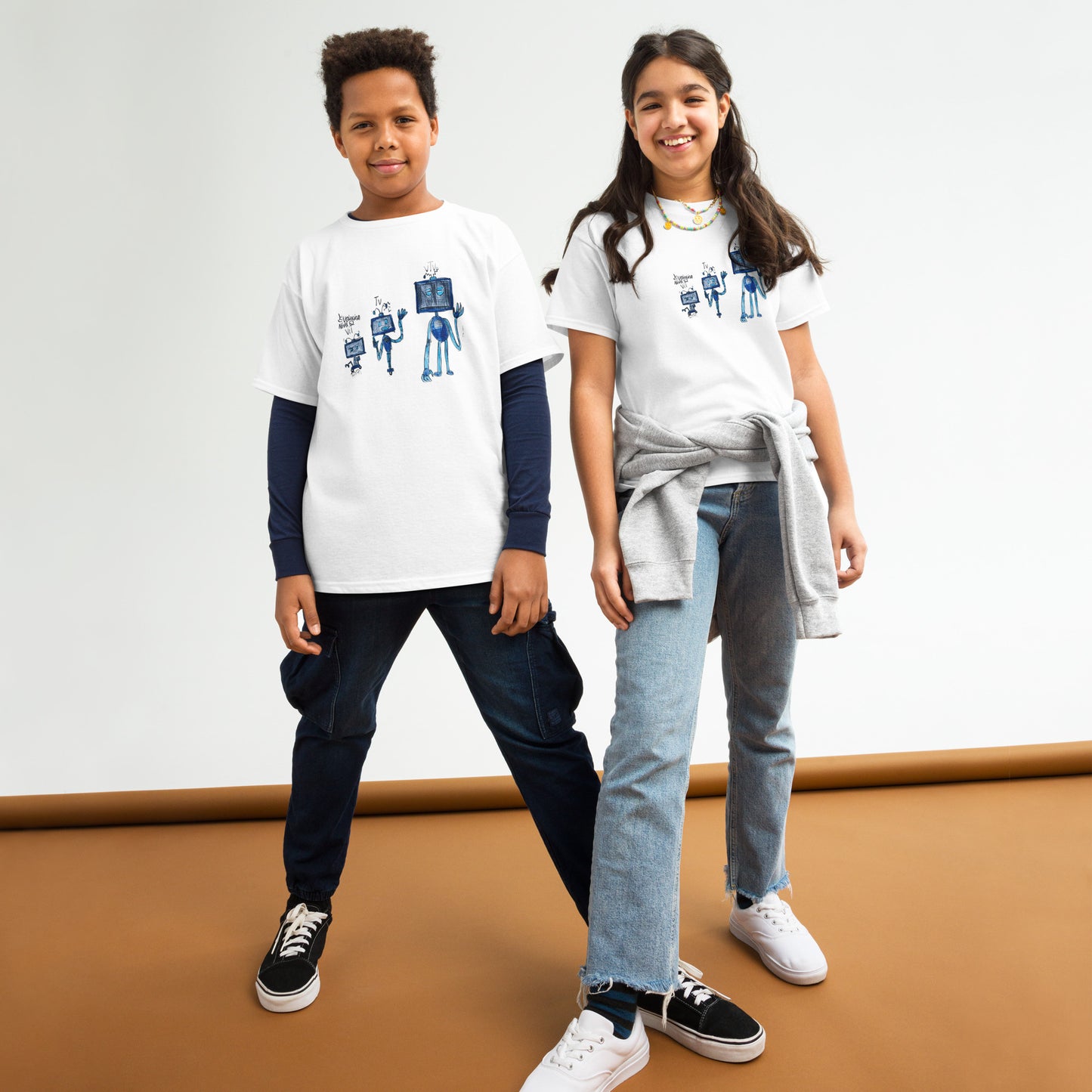 Camiseta infantil blanca con estampado de dinosaurio - algodón 100% - ZHOMAX - Roblox