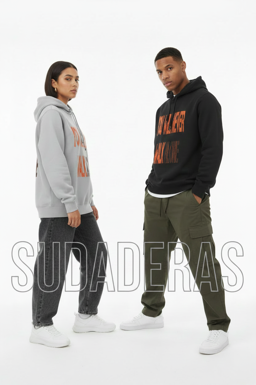 Sudaderas con texto outline