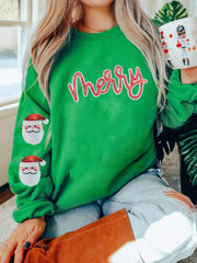 Sudadera con mangas con estampado de letras de de Papá Noel