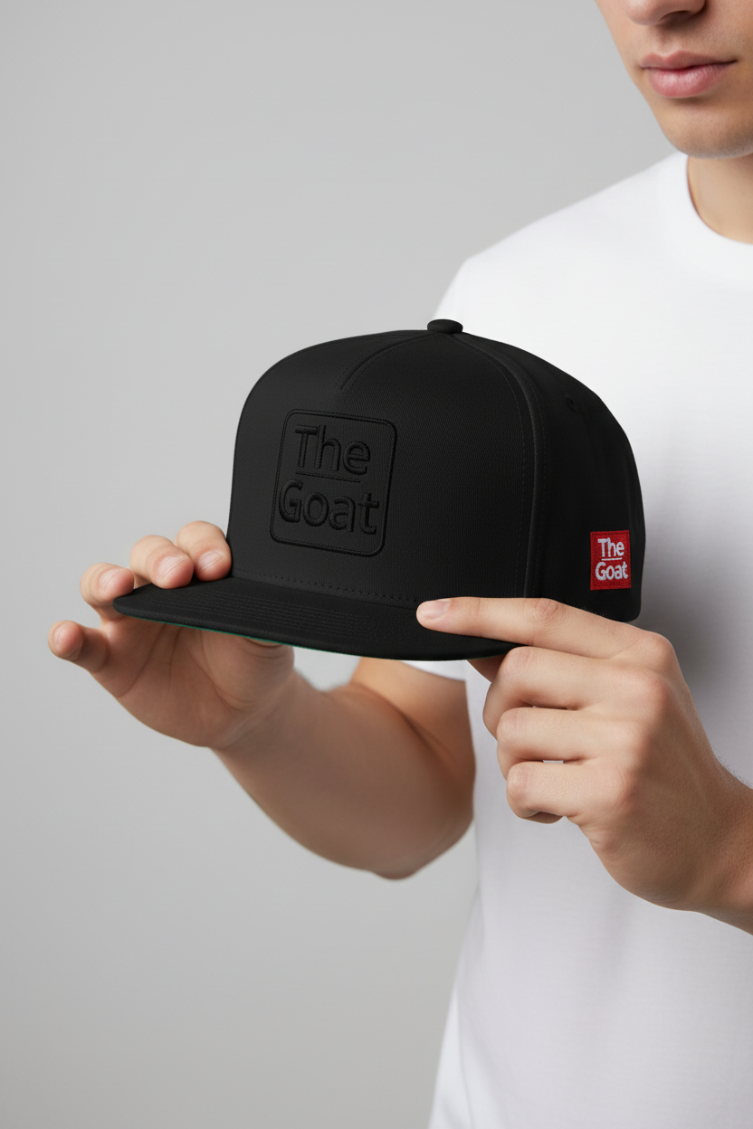 Gorra Negra GOAT de visera plana, estilo urbano