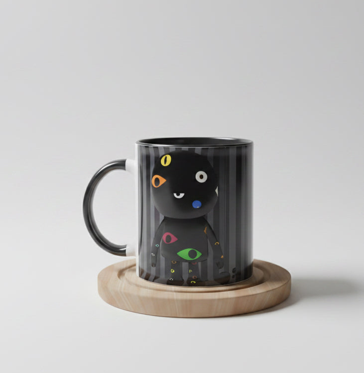 Taza de café de cerámica en color negro imagen lateral derecha 