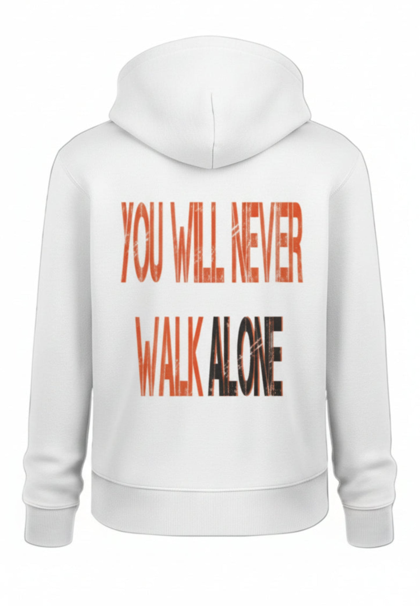 Sudadera unisex You Will Never Walk Alone color blanco, vista frontal