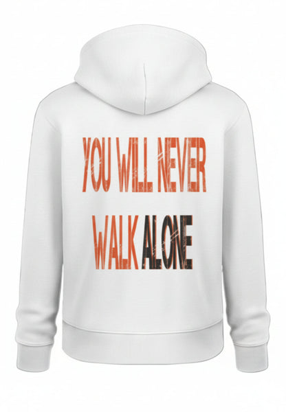 Sudadera unisex You Will Never Walk Alone color blanco, vista frontal
