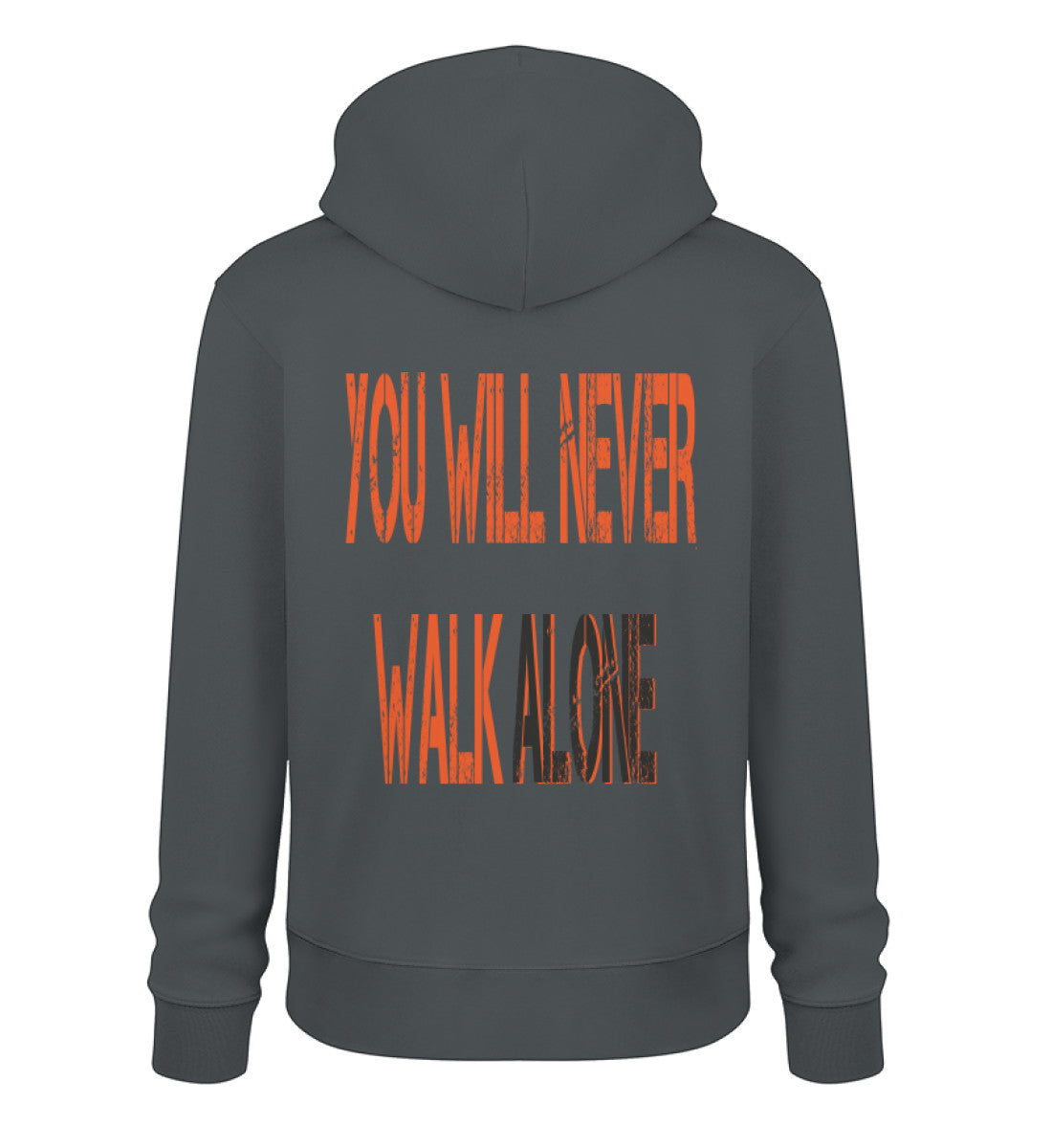 Sudadera unisex You Will Never Walk Alone color gris oscuro, vista trasera
