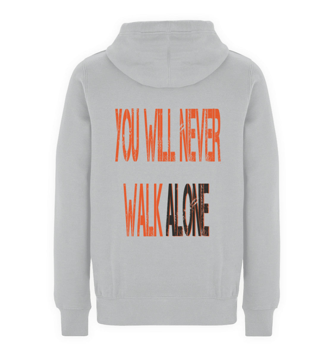 Sudadera premium You Will Never Walk Alone unisex color gris sport, vista trasera