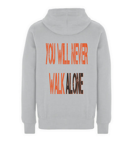 Sudadera premium You Will Never Walk Alone unisex color gris sport, vista trasera