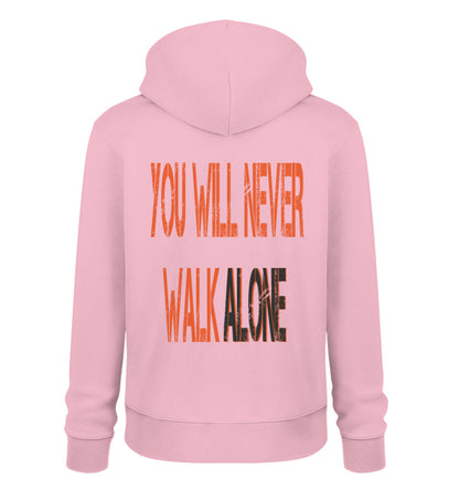 Sudadera unisex You Will Never Walk Alone color rosa, vista lateral