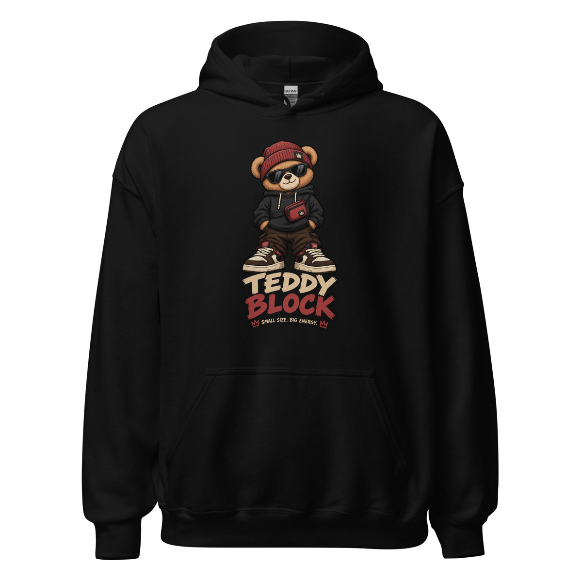 Sudadera Teddy Block unisex ZHOMAX con capucha en color negro, vista frontal