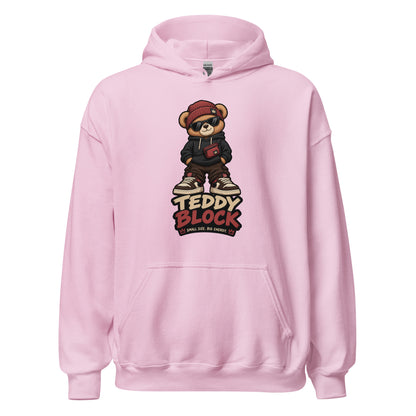 Sudadera Teddy Block unisex ZHOMAX con capucha en color rosa claro, vista frontal