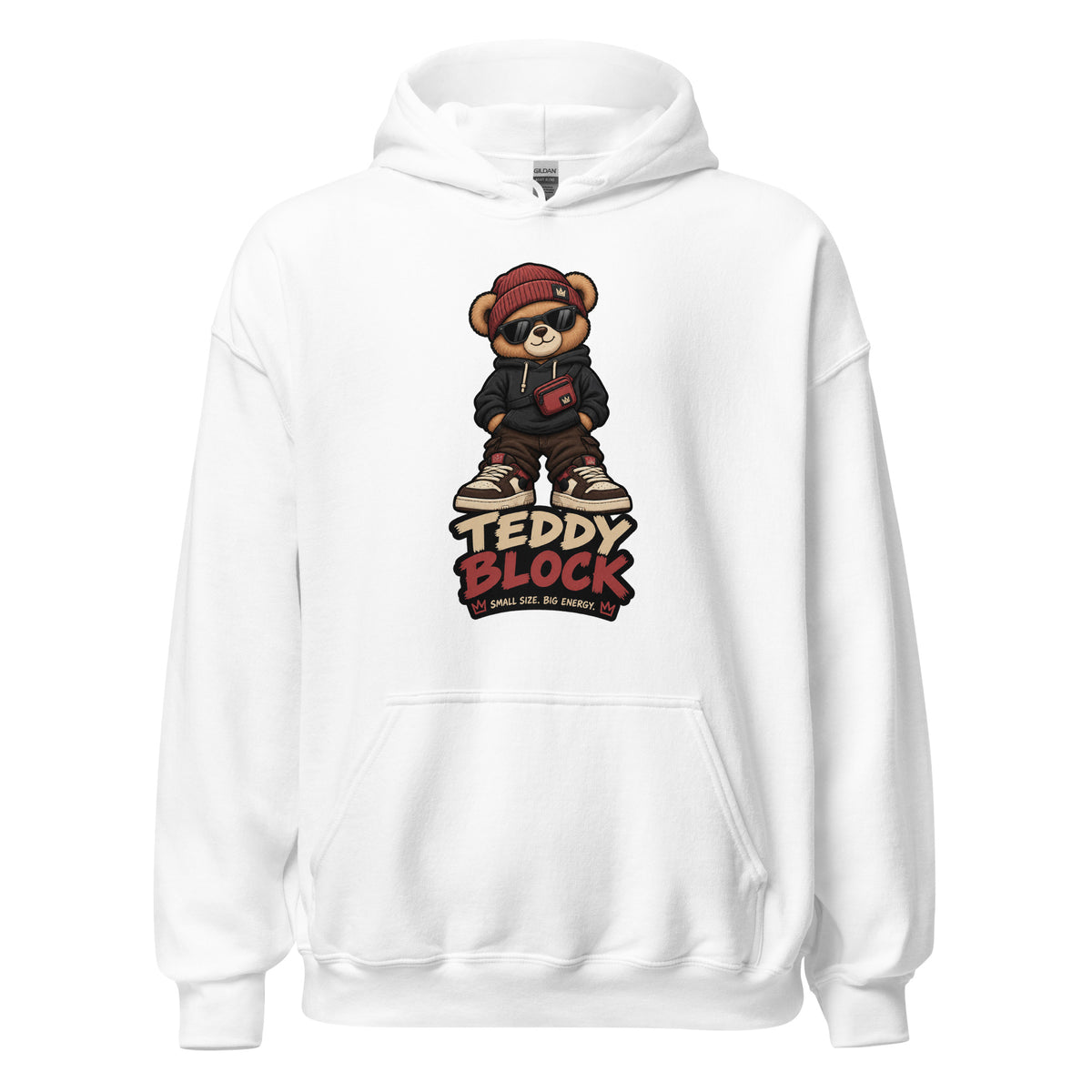 Sudadera Teddy Block unisex ZHOMAX con capucha en color blanco, vista frontal
