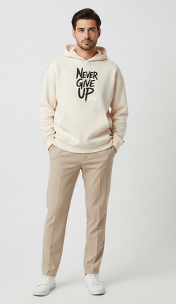 Sudadera con capucha Never Give up on gruesa oversize