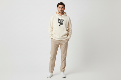 Sudadera con capucha Never Give up on gruesa oversize