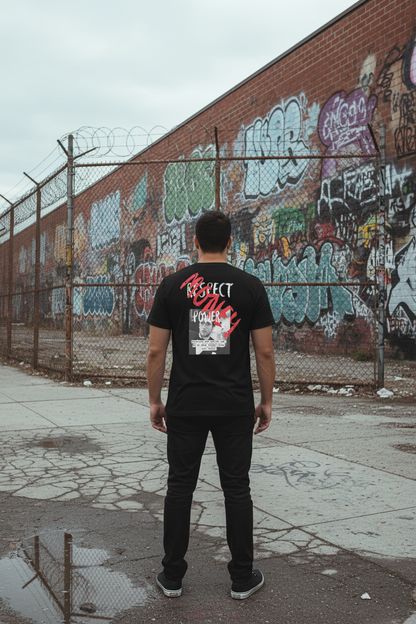 Diseño de camiseta Scarface Money Graffiti ZHOMAX, vista trasera en negro