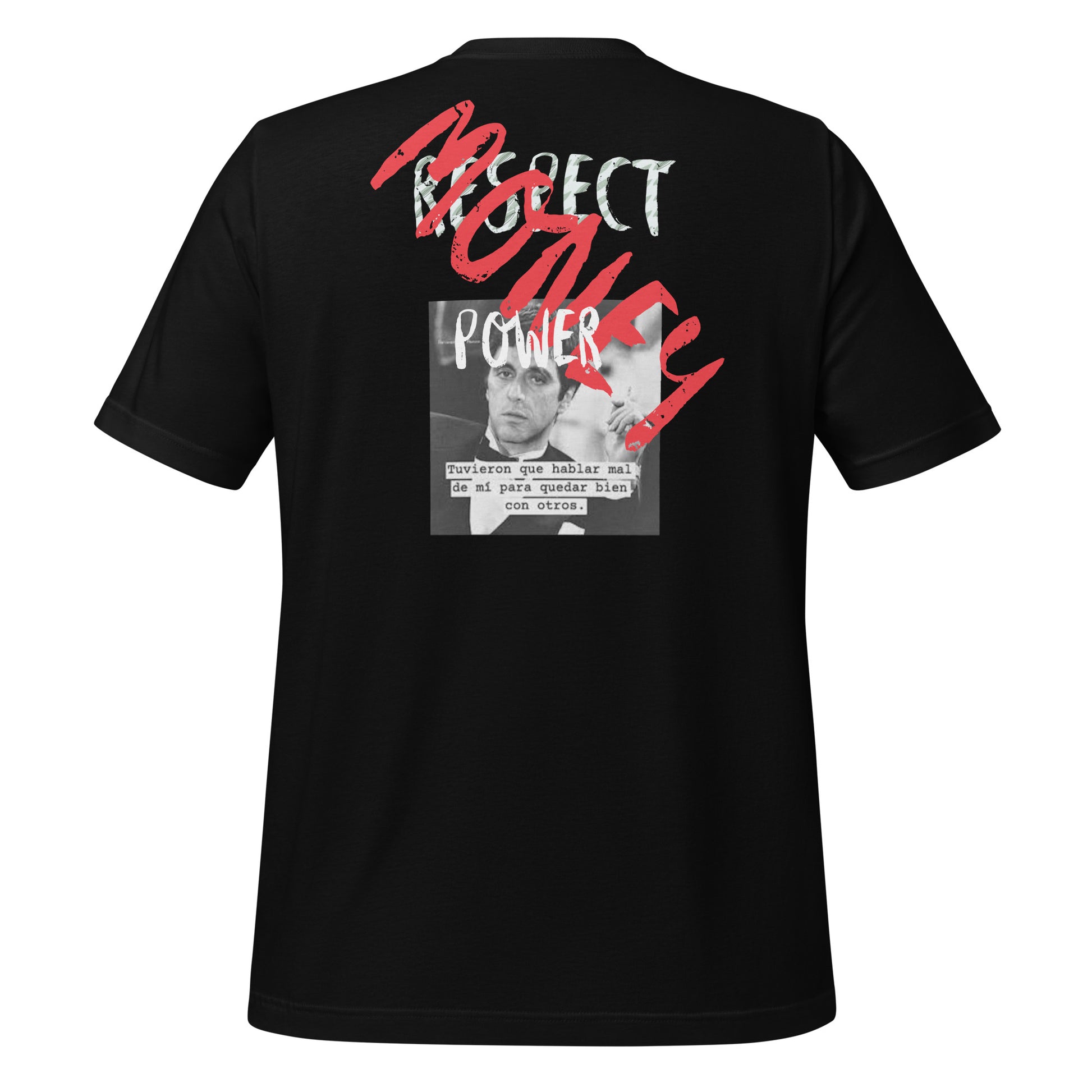 Camiseta Scarface Money Graffiti ZHOMAX, detalle trasero en negro