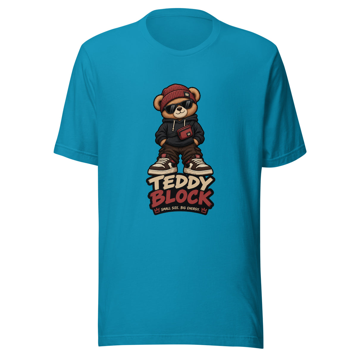 Camiseta Teddy Black unisex ZHOMAX en color aguamarina, vista frontal
