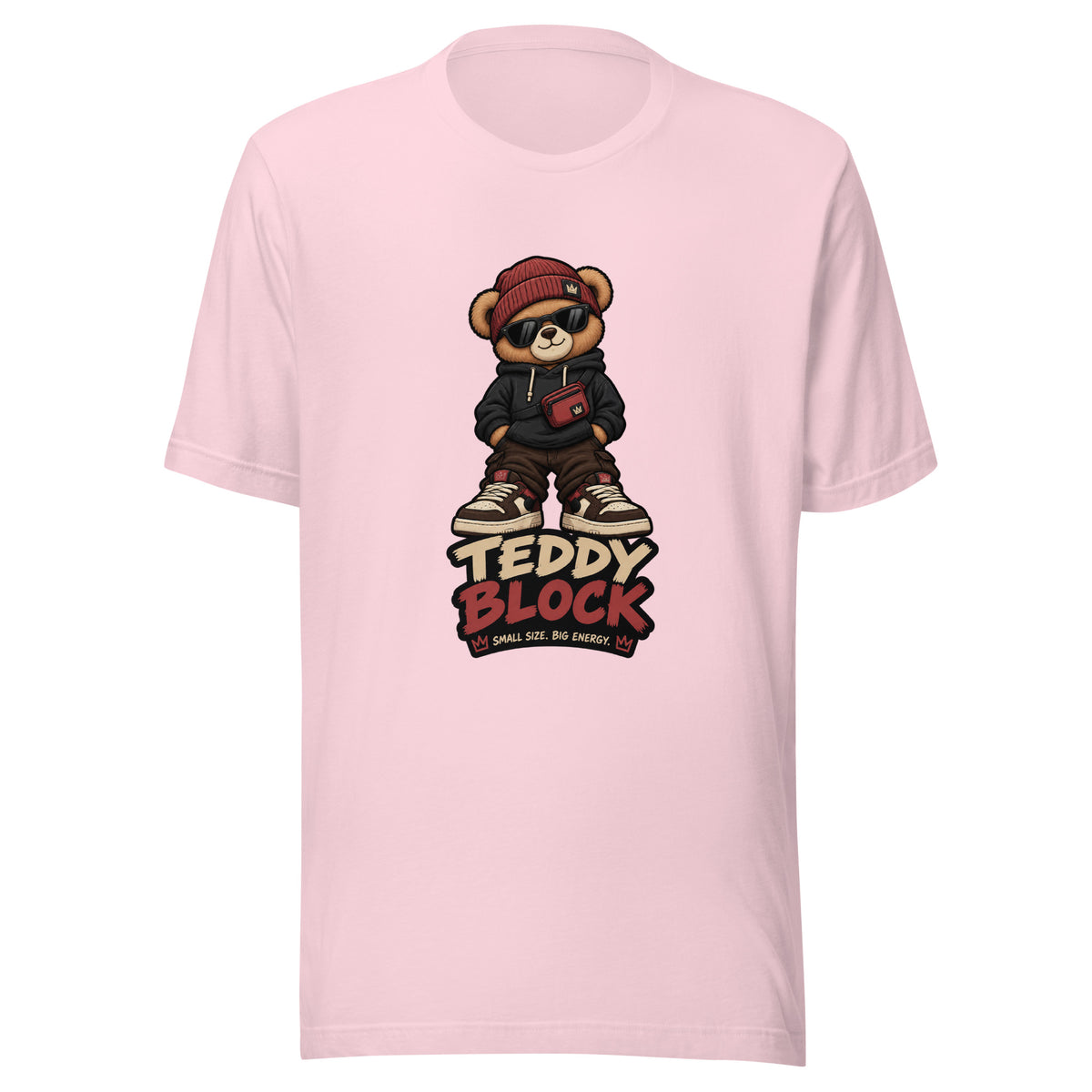 Camiseta Teddy Black unisex ZHOMAX en color rosa suave, vista frontal